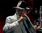 Man at red bar by Fabian Perez